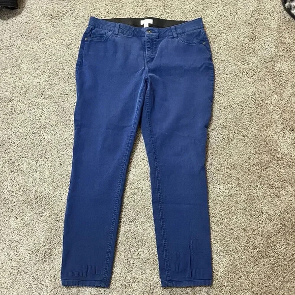 Liz Claiborne Womens Stretch 16W 38 X 29 Blue Elastic Waist Straight Leg‎ Jeans - Picture 1 of 10
